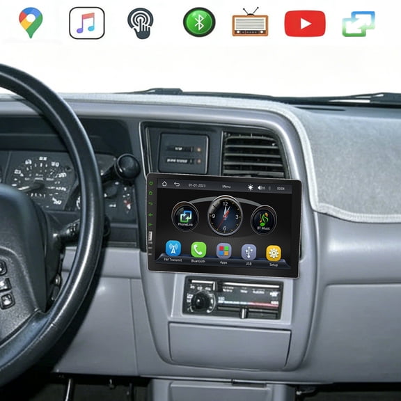 Corfhy Single Din Car Stereo for Ford Ranger 1989-1994 9 Inch HD Touch Screen with Carplay FM MP5 Player Car Audio Receivers BT Mirror Link USB Camera