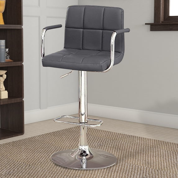 Corfu Contemporary Bar Stool With Arm In Gray - Saltoro Sherpi
