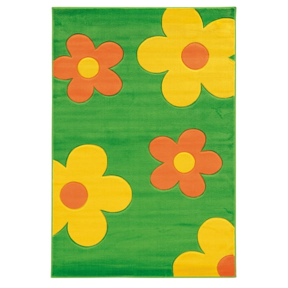Corfu Floral Green and Yellow Area Rug 8x10 Transitional Polypropylene