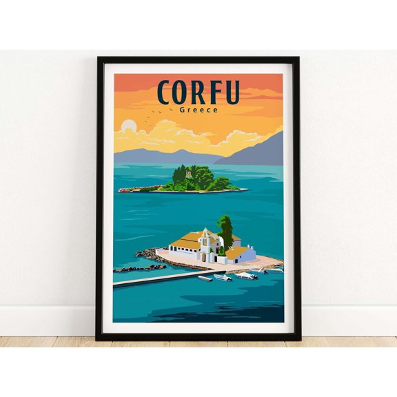 Corfu Greece Travel Poster Island Art Print