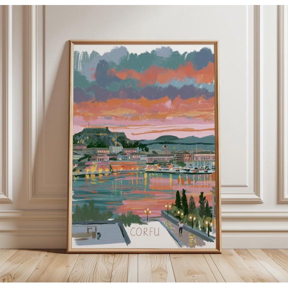 Corfu Travel Coastal Print Greek Island Wall Art, Unframed Paper Print