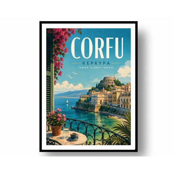 Corfu Travel Poster Print Wall Decor