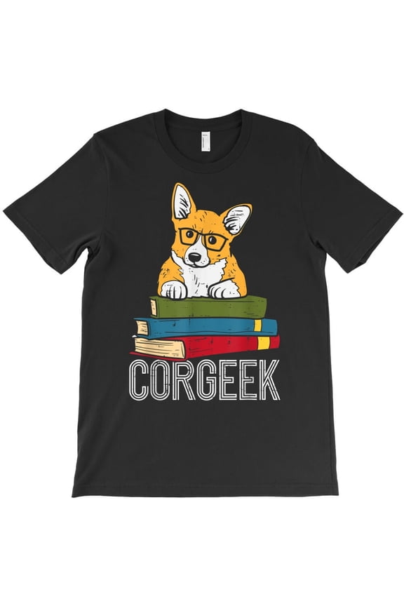 Corgeek Book Lover Welsh Corgi Funny Nerd Dog Lover Reading Hobby - Great Gift Idea H16931 Unisex T-Shirt, Up to 5XL Available