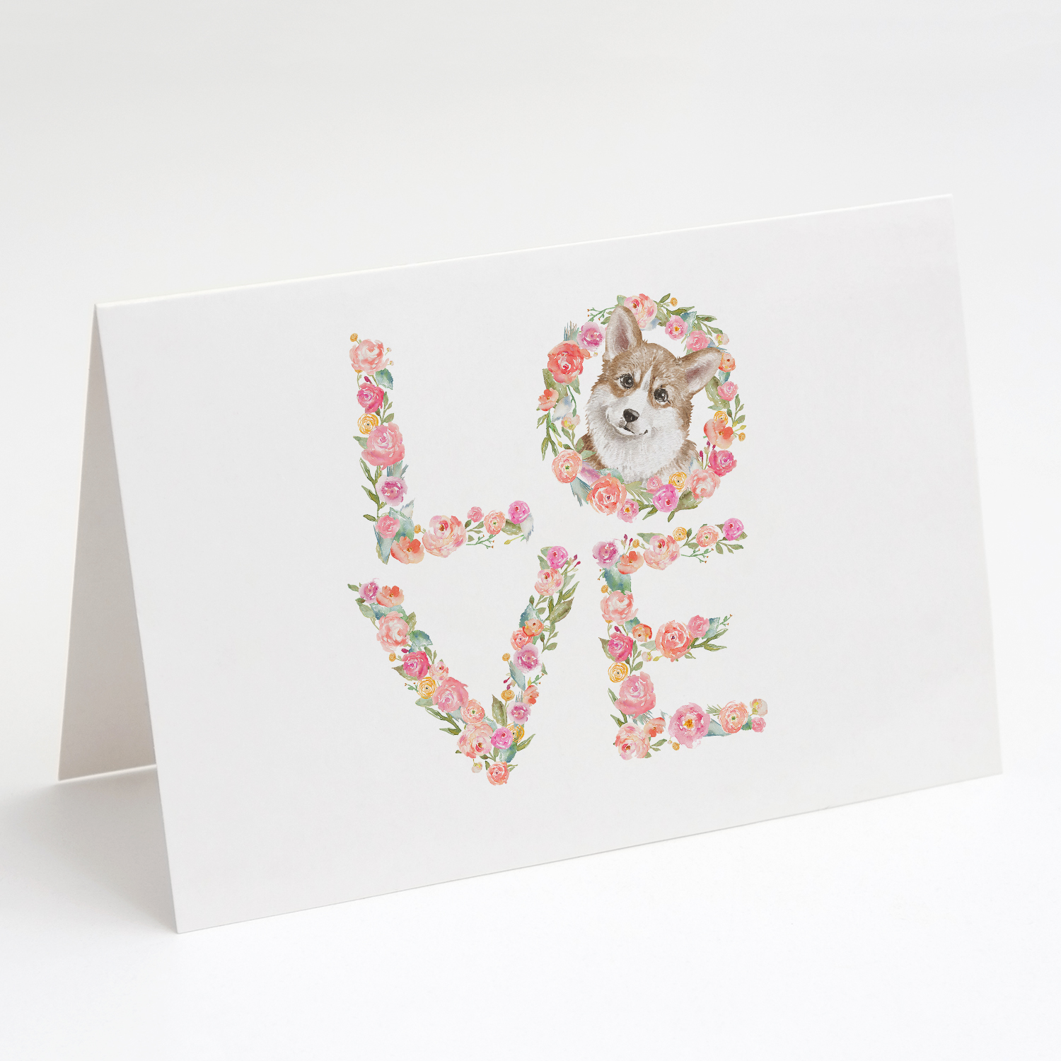 Corgi #11 LOVE Greeting Cards and Envelopes Pack of 8 7 in x 5 in