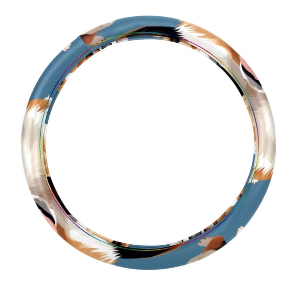 Corgi 14.5 Inch Printing PVC Leather Car Steering Wheel Cover Auto Accessories
