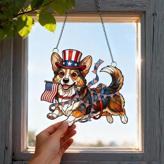 Corgi Acrylic Suncatcher Window Hanging 250 Years America