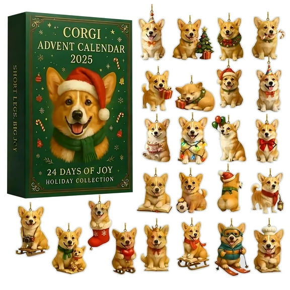 Corgi Advent Calendar 2025 Holiday Collection 24 Days of Joy with Collectible Figurines Festive Dog Theme Gift Set