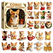 Corgi Advent Calendar 2026, 24 Days Mini Pembroke Welsh Corgi Figurines in Santa Elf Angel Snowman Outfits, Dog Lover Holiday Gift