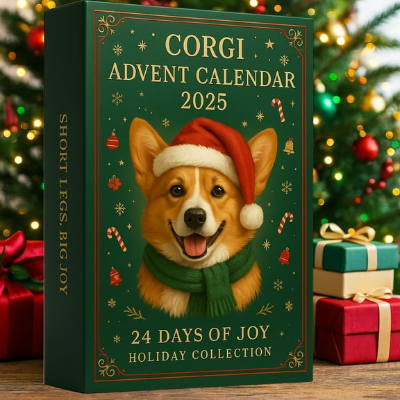Corgi Advent Calendar - 24 Acrylic Corgi Pendants for Christmas Countdown, Hanging Decor for Car Rearview Mirror, Walls & Christmas Tree, Ideal for Corgi Fans, Green, 25pcs