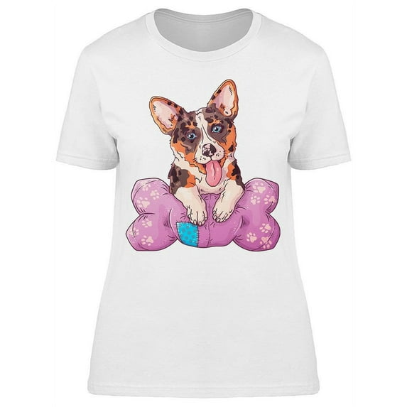 Corgi, And A Bone Pillow T-Shirt Women -Image by Shutterstock, Female Medium