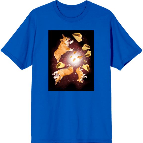 Corgi And Tacos In Space Adult Short Sleeve Tee-Medium-Orange