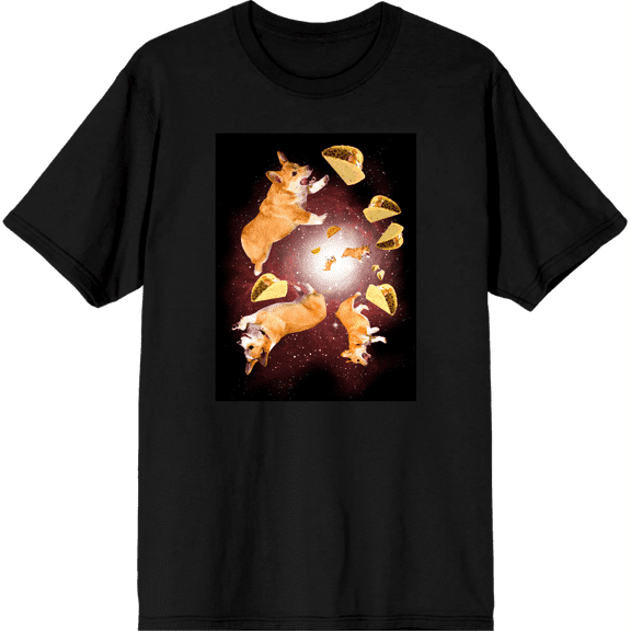 Corgi And Tacos In Space Adult Short Sleeve Tee-XS-Black