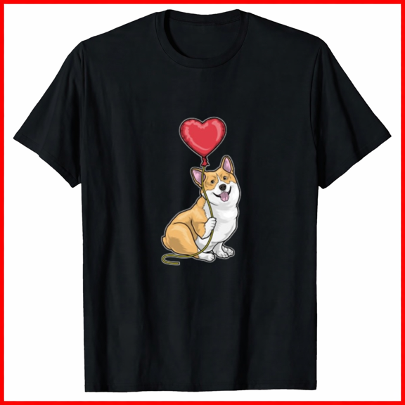 Corgi Balloon Graphic Shirt Playful Animal Theme Casual Daily Wear,for unisex up to 5XL