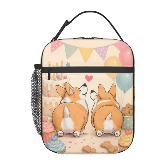 Corgi Birthday Lunch Bag Reusable Thermal Lunch Box with Handle for Women and Men