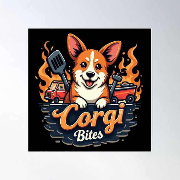 Corgi Bites Poster Wall Art, Modern Wall Decor For Living Room Bedroom, 24x24 UNFRAMED