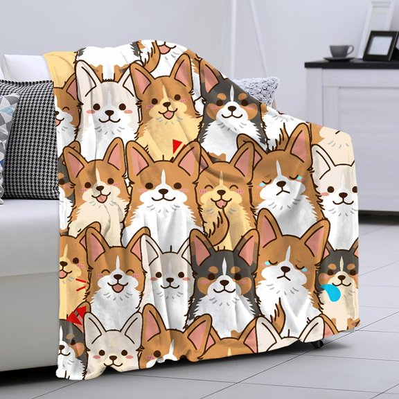 Corgi Blanket, Corgi Gifts for Corgi Lovers, Corgi Throw Blanket for Women Girl, Soft Next to Skin Flannel Blanket, 50"x60"Home Blankets Camping Blankets Travel Blankets Corgi Gifts
