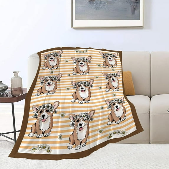 Corgi Blanket Corgi Gifts Throw Blankets Cozy Fleece Flannel Soft Warm Plush Lightweight Blanket Cute Dog Corgi Stuff for Corgi Lovers Boys Girls Men Women Adults Kids for Couch Sofa Bed 50"X60"