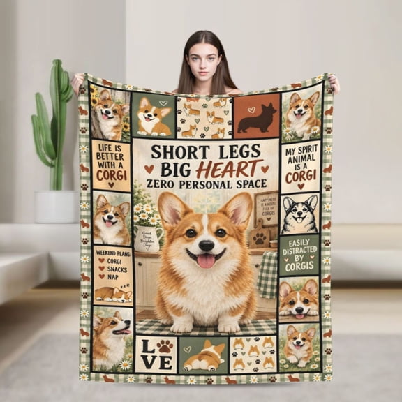 Corgi Blanket Cute Dog Lover Farmhouse Flannel Throw Blanket Gift for Corgi Lovers 50x40 in