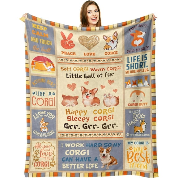 Corgi Blanket - Cute Dog Lovers Gift for Kids, Girls, Boys, Adults, Women, Men - All Ages