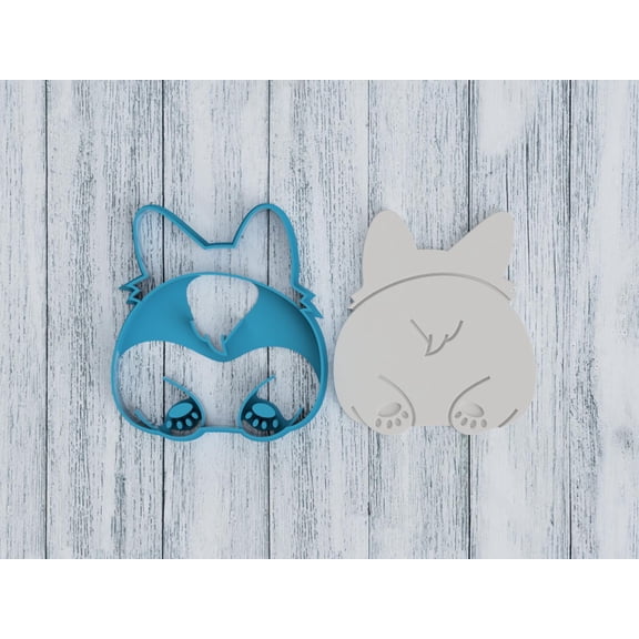 Corgi Butt with Tail - Cookie Cutter - Fondant - Sugar Cookies - Clay (0123)