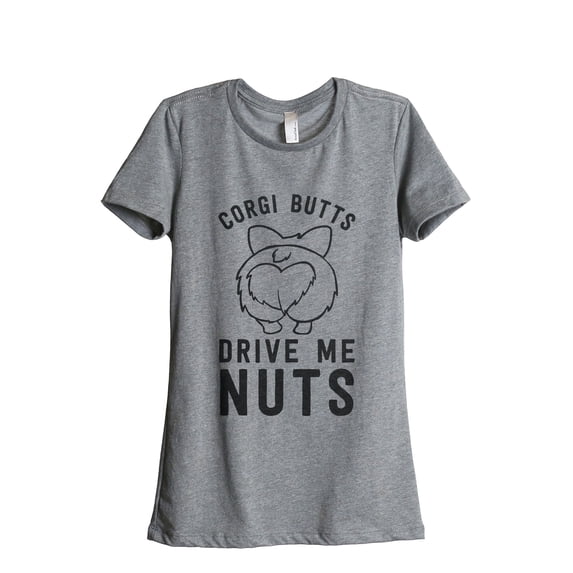 Corgi Butts Drive Me Nutts Women's Fashion Relaxed T-Shirt Tee Heather Grey Small