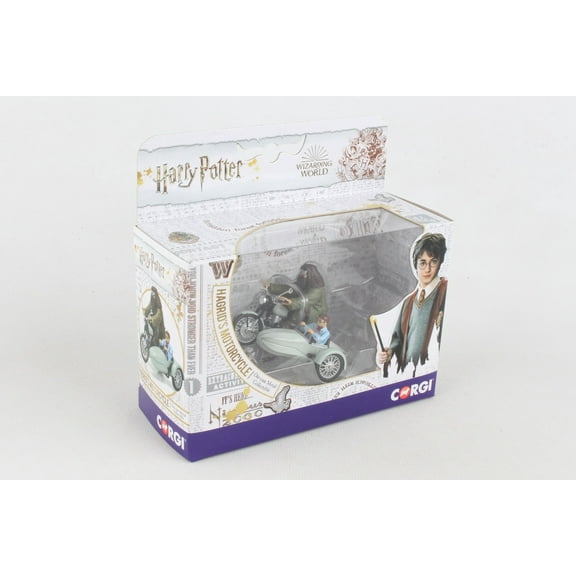 Motorcycle and Sidecar Light Green w/Harry and Hagrid Figures "Harry Potter" (2010) Movie Diecast Motorcycle Model by Corgi