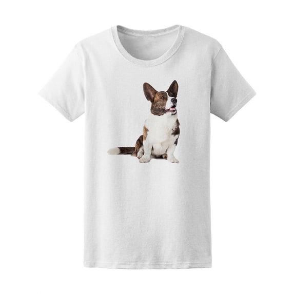 Corgi Cardigan Looking Up T-Shirt Women -Image by Shutterstock, Female Large