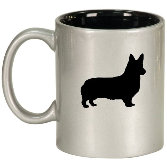Corgi Ceramic Coffee Mug Tea Cup Gift for Her, Him, Women, Men, Wife, Husband, Mom, Dad, Friend, Coworker, Daughter, Son, Birthday, Housewarming, Cute, Pembroke Welsh, Dog Lover (11oz Silver)