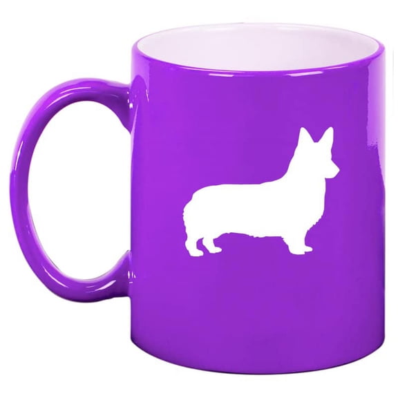 Corgi Ceramic Coffee Mug Tea Cup Gift for Her, Him, Women, Men, Wife, Husband, Mom, Dad, Friend, Coworker, Daughter, Son, Birthday, Housewarming, Cute, Pembroke Welsh, Dog Lover (11oz Purple)