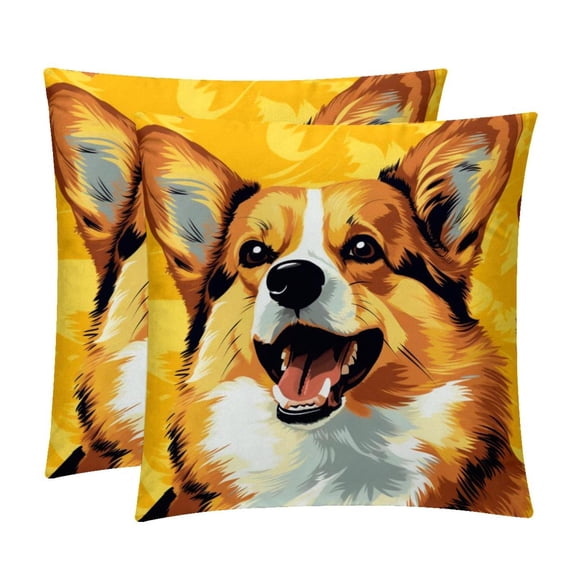 Corgi Chair Pillow Covers Set of 2 Throw Pillow Decorative Pillows Velvet with Unique Patterns for Various Occasions - Available in 16x16, 18x18, and 20x20 Inches