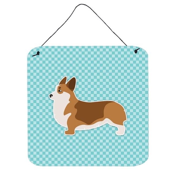 Corgi Checkerboard Blue Wall or Door Hanging Prints
