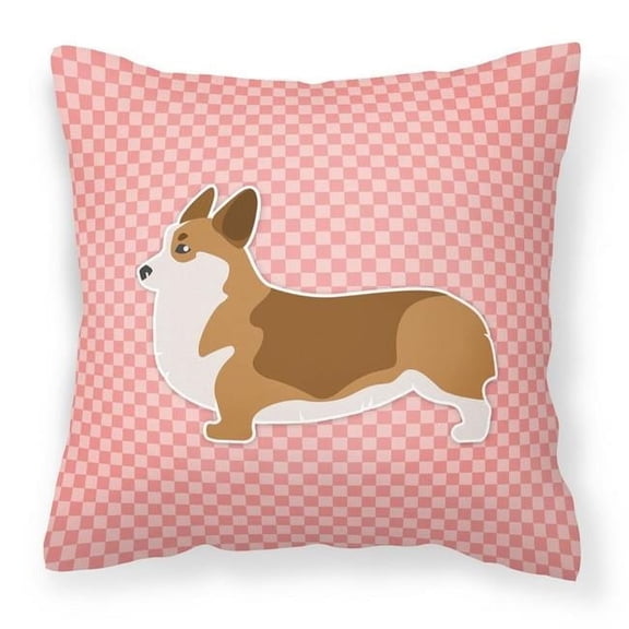 Corgi Checkerboard Pink Fabric Decorative Pillow