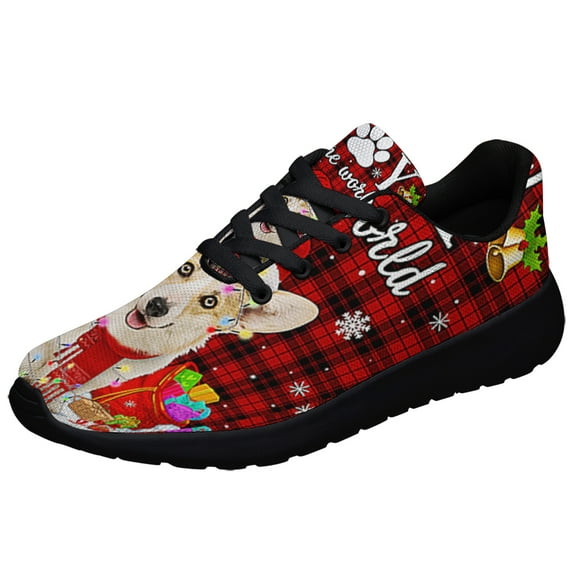 Corgi ChriStas Dog Joy To The World Shoes Sneakers Black Size 9.5