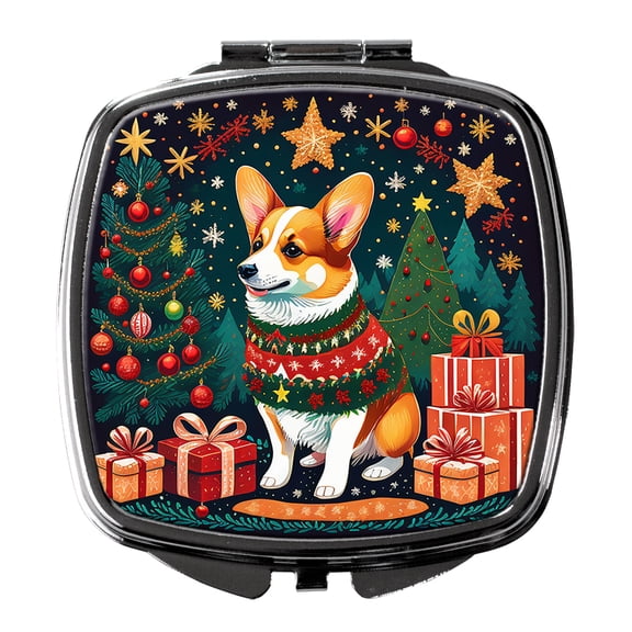 Corgi Christmas Compact Mirror 2.75 in x 3 in