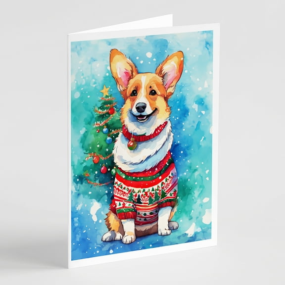 Corgi Christmas Greeting Cards Pack of 8 7 in x 5 in