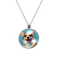 thumbnail image 1 of Corgi Circular Glass Pendant Necklace - Women's Statement Necklaces, 1 of 5