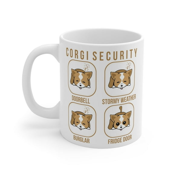 Corgi 11 oz Coffee Mug - Cute Dog Security Modes White Ceramic Gift