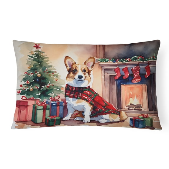 Corgi Cozy Christmas Throw Pillow 12 in x 16 in