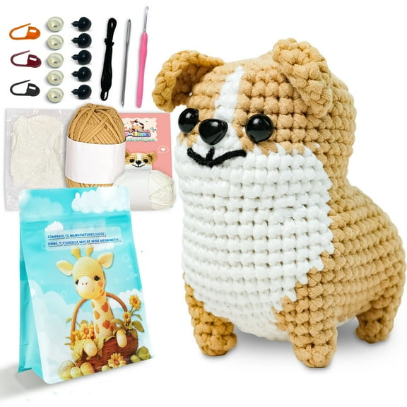 Corgi Crochet Kit For Beginners With Step By Step Instructions And All Tools Needed To Make Adorable Knitted Puppy Doll