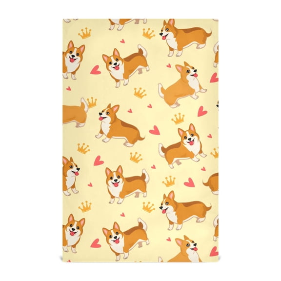 Corgi Crown Pattern Kitchen Towels Waffle Weave Decorative Tea Towels Multi Use Dishcloths 28x18in