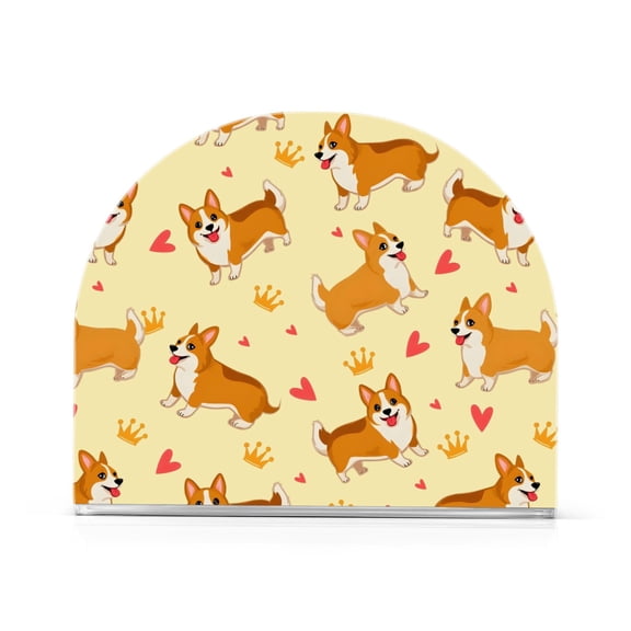 Corgi Crown Pattern Napkin Holder Acrylic Napkin Dispenser Clear Modern Tabletop for Kitchen Counter
