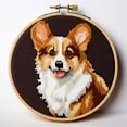 thumbnail image 1 of Corgi DIY Stamped Cross Stitch Kits for Beginners Easy with Hoop 11CT Needlepoint Embroidery Counted Cross Stitch Kits Art Craft Wall Decor and Gift 35x35cm(3), 1 of 9