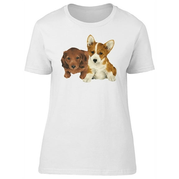 Corgi & Dachshung Puppies T-Shirt Women -Image by Shutterstock, Female XX-Large