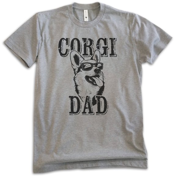 Corgi Dad T-shirt, Unisex Men's Shirt, Corgi Owner, Best Dog Dad Gift, Dark Heather Gray, X-Large