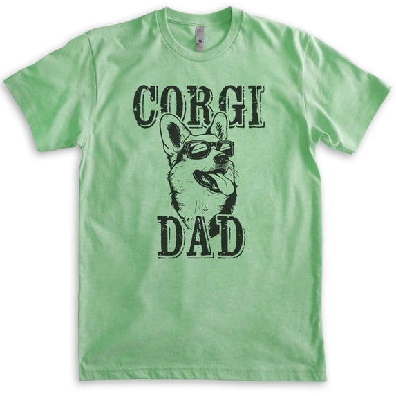 Corgi Dad T-shirt, Unisex Men's Shirt, Corgi Owner, Best Dog Dad Gift, Heather Apple Green, X-Large