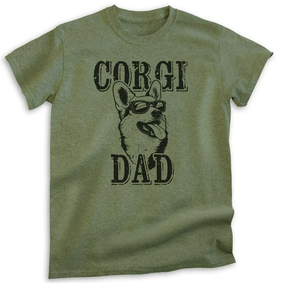 Corgi Dad T-shirt, Unisex Men's Shirt, Corgi Owner, Best Dog Dad Gift, Heather Military Green, Small