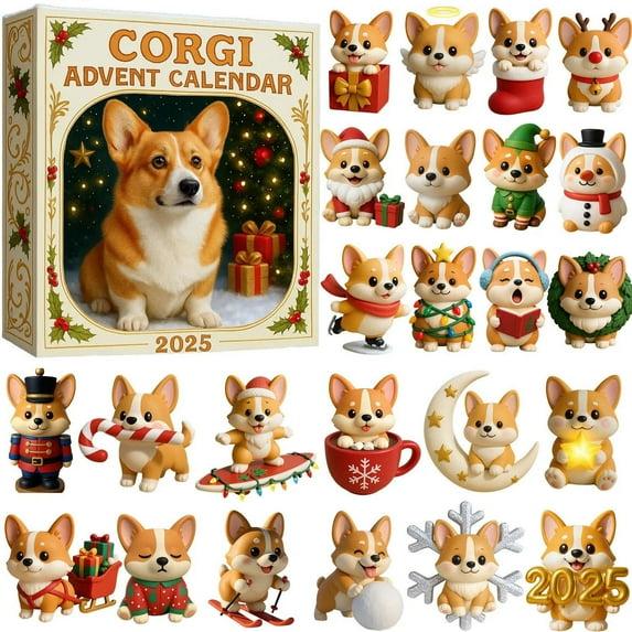 Corgi Dog Advent Calendar 2025, 24 Days of Corgi Themed Holiday Surprise, Christmas Countdown Decor for Corgi Lovers