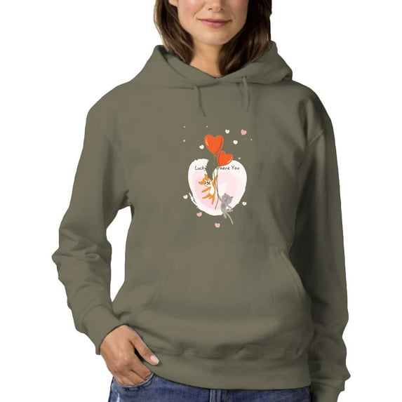Corgi Dog And Gray Kitten Hoodie Women -Image by Shutterstock, Female Large