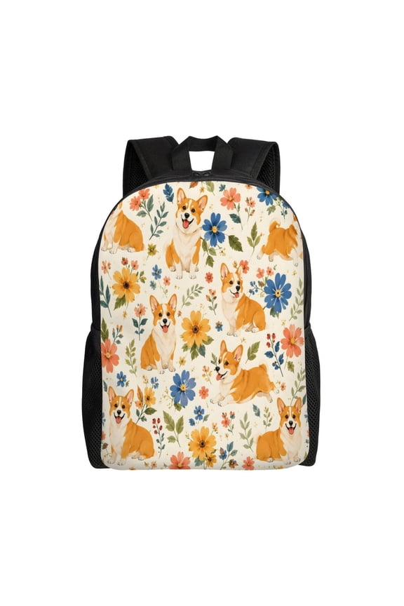 Corgi Dog Backpack Full Front Print Travel Laptop Bag for Men and Women
