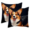 Dog on Black Throw Pillow Covers, Set of 2 Square Pillowcase